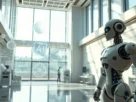 Como Ganhar Dinheiro com IA: 9 Estratégias Lucrativas 39 Um ambiente de laboratório futurista e de alta tecnologia que apresenta diversos exemplos de inteligência artificial. Em primeiro plano, um robô humanoide se destaca, com seus membros e circuitos mecânicos visíveis, simbolizando a robótica avançada e a automação da IA. No plano central, um display holográfico projeta intrincados modelos 3D, algoritmos e visualizações de dados, representando os complexos processos computacionais subjacentes aos sistemas de IA. O fundo apresenta uma arquitetura elegante e minimalista, com grandes janelas, permitindo a entrada de luz natural e destacando a natureza inovadora e de ponta da tecnologia de IA em exibição. A atmosfera geral transmite uma sensação de admiração, progresso e o potencial ilimitado da inteligência artificial.