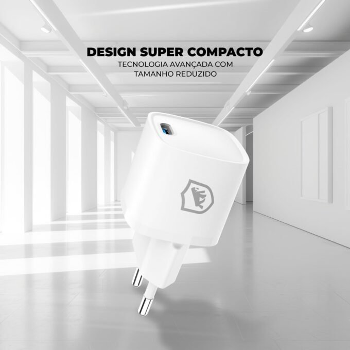 Gshield Carregador de Parede Universal Ultra Rápido USB-C 20W Power Delivery com chip GaN, Compatível com iPhone e Certificado Anatel, Ultra Slim Branco - Imagem 2