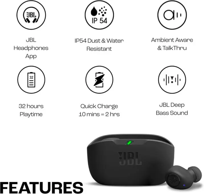 JBL, Fone de Ouvido Sem Fio, Bluetooth, Wave Buds TWS - Preto - Imagem 3