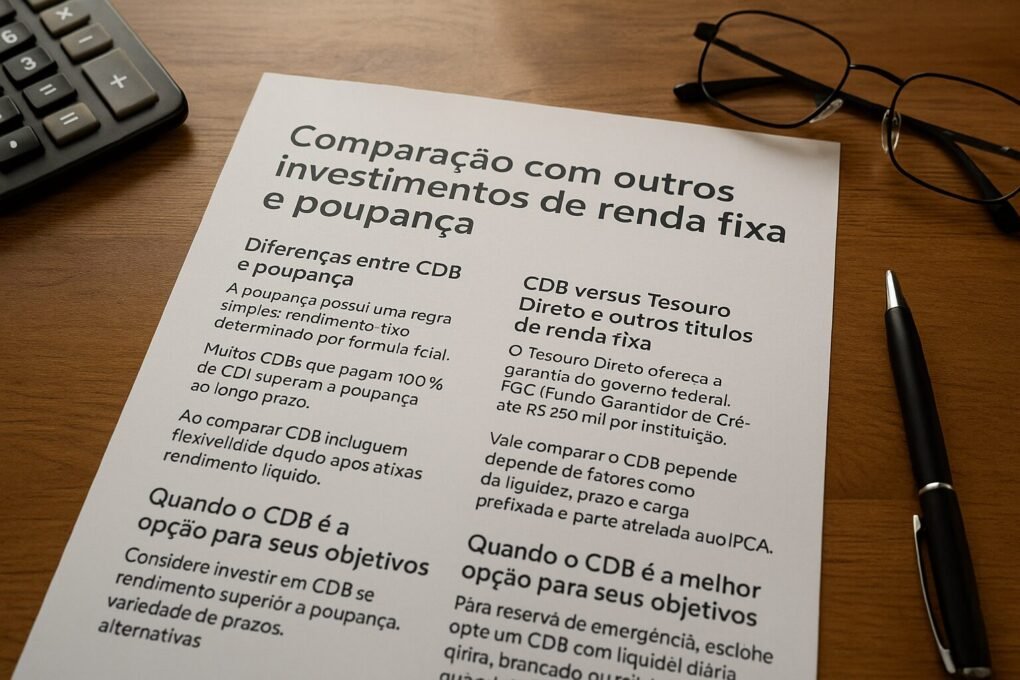 Comparação com outros investimentos de renda fixa e poupança